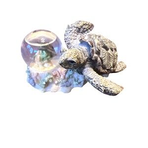 Vint. Sea Turtle Figurine‎ Water Globe Glitter Coral Reef Base Snow Globe Ocean